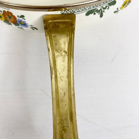 Vintage Enamelware Floral Frying Pan Brass Handle 10" - Picture 9 of 16